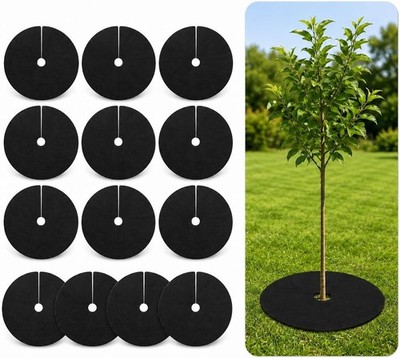 13 PCS Tree Ring Mulch Mat - Root Barrier Tree Protectors Weed Mat for Garden Fa