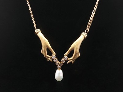 Carrera y Carrera Gold Happy Hands Bonadea Diamant Perle Anhänger Halskette