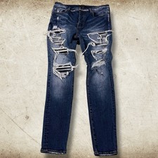 Amiri Jeans Men’s Size 34x32 Distressed Leather Moto #320 Made In USA Designer