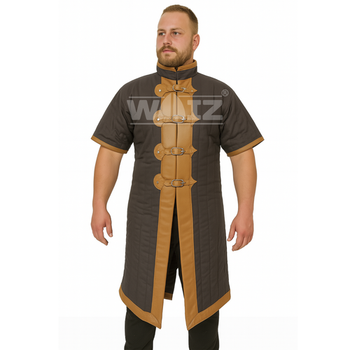 Thick padded Gambeson , Viking Gambeson with Leather trim and Buckle closure - Picture 12 of 16