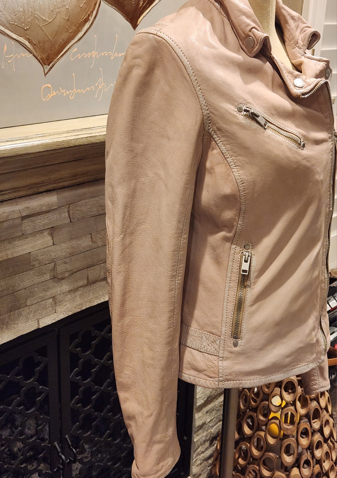 Mauritius Sofia Jacket 100% Lamb Leather Pale Pin… - image 21