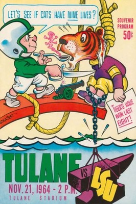 Tulane vs LSU (1964)    Vintage Football Poster - 24x36  - Rare Reprint   !