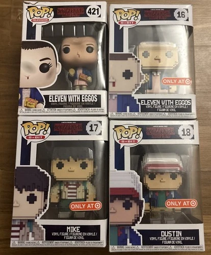 Funko Pop Stranger Things Lot 8-bit And One Television. Mike Dustin Eleven