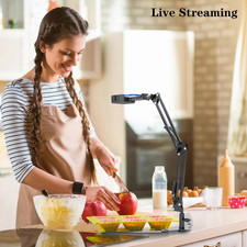 Overhead Phone Mount LED Light Phone Stand Recording Adjustable Tabletop Stand