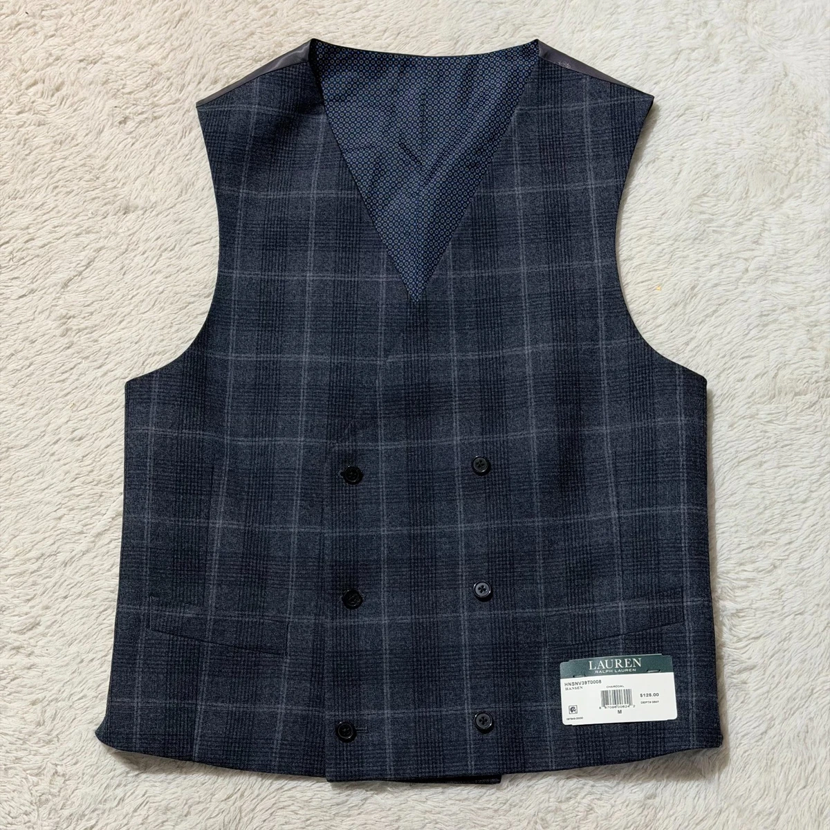 quot;Fortino Landi Men's Navy Wide-Peak 3-Button Vested Fashion Suit" - USA