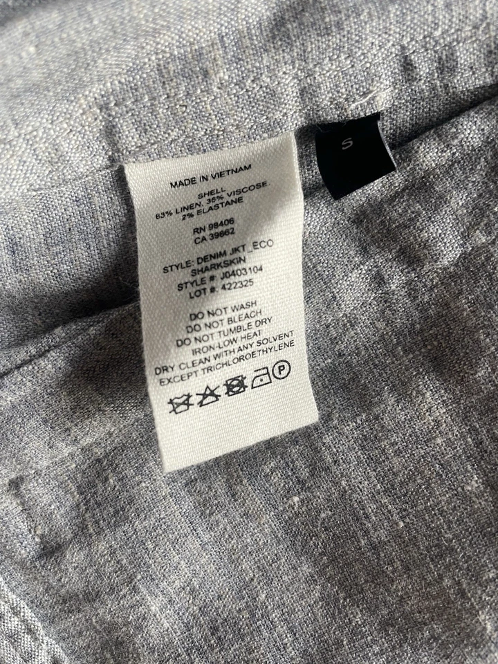 Chaqueta de mezclilla recortada THEORY azul gris pequeña con botones de lino nueva con etiquetas $395 Foto 4 de 4