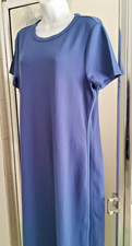TALBOTS SOFT ULTRA KNIT MAXI DRESS-PETITE LARGE-BLUE-SHORT SLEEVE-SIDE SLIT-*NEW