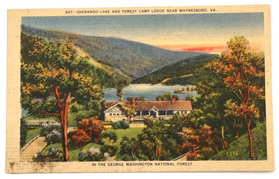 Sherando Lake & Forest Camp Lodge VA Postcard Waynesboro George Washington