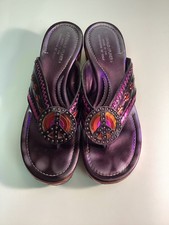 Donald J. Pliner Couture SIDRA Metallic Leather PEACE SIGN Platform Sandal 10 M