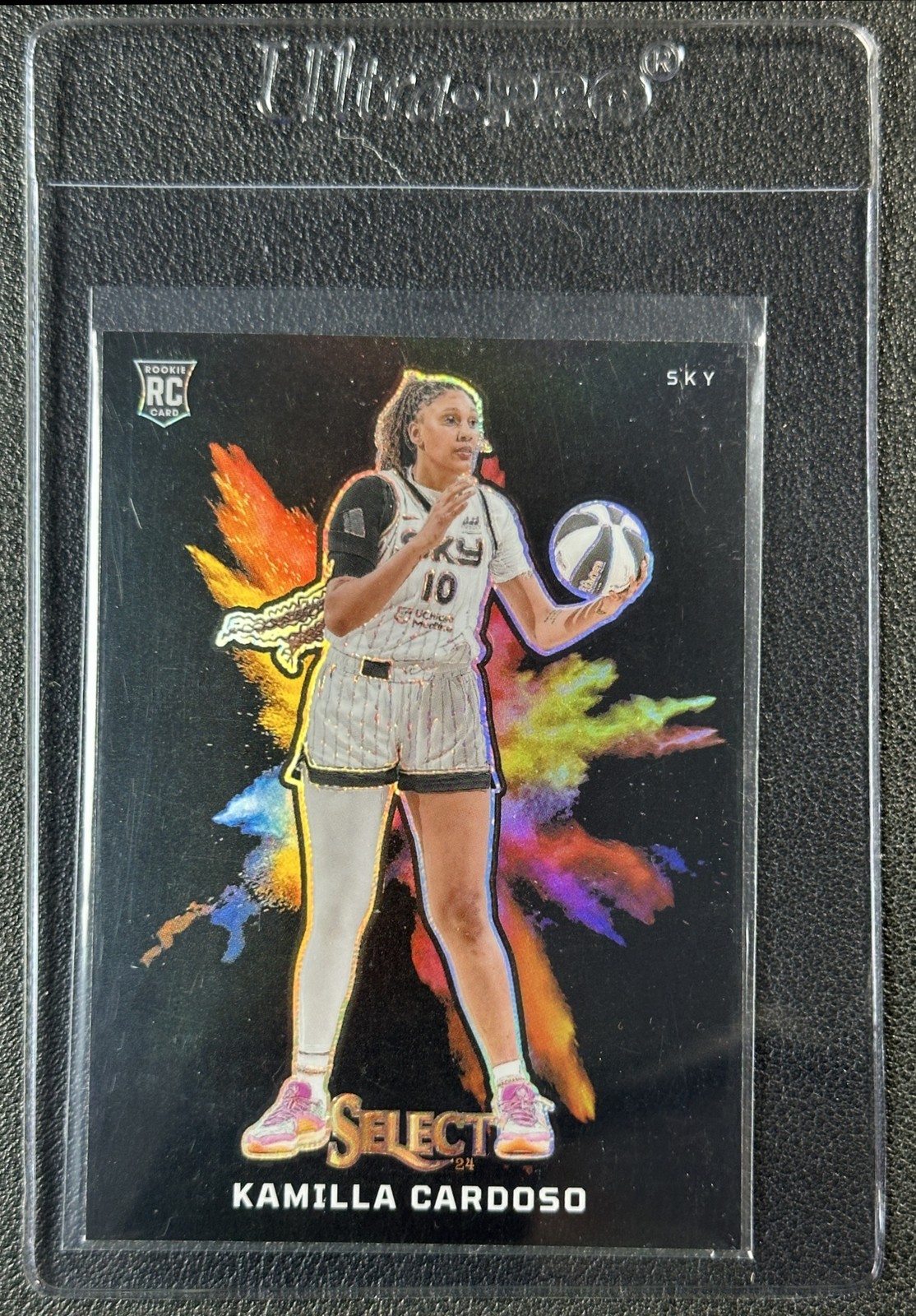 KAMILLA CARDOSO 2024 PANINI SELECT WNBA #9 ROOKIE BLACK COLOR BLAST SSP RC SKY