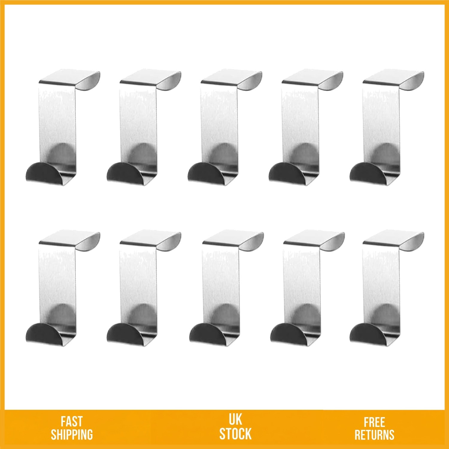 Durable Stainless Steel Reversible Z Shaped Over Door Hooks 10 Pack