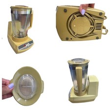 Vintage General Electric Blender Gold,Oval Glass Jar Starburst Lid USA MADE