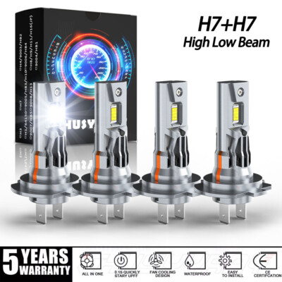 4X 6000K LED Headlight Kit High Low Beam Bulbs For Hyundai Santa Fe 2007 - 2009