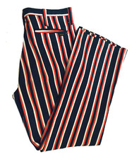 Vintage Deadstock Red Navy Ivory Stripe 1960s Denim Flare Bellbottom Jeans Small