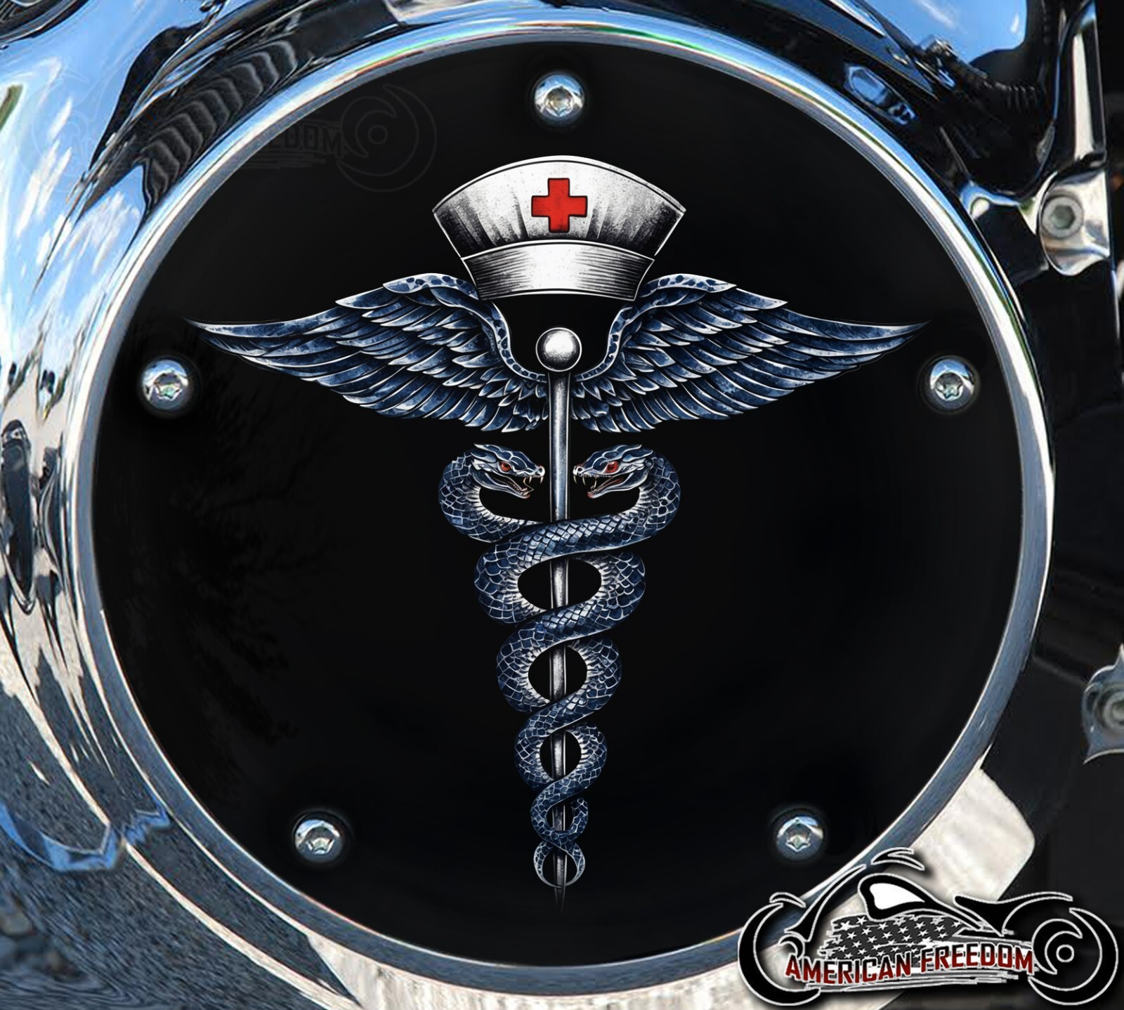 Harley Davidson 5 Hole Narrow Profile Derby Cover 2016 Touring Trike Caduceus