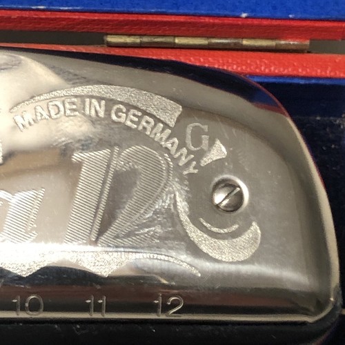 Antique Hohner Harmonica with Case / Chrometta 12 Valve Slide G Made in Germany - Imagen 6 de 18