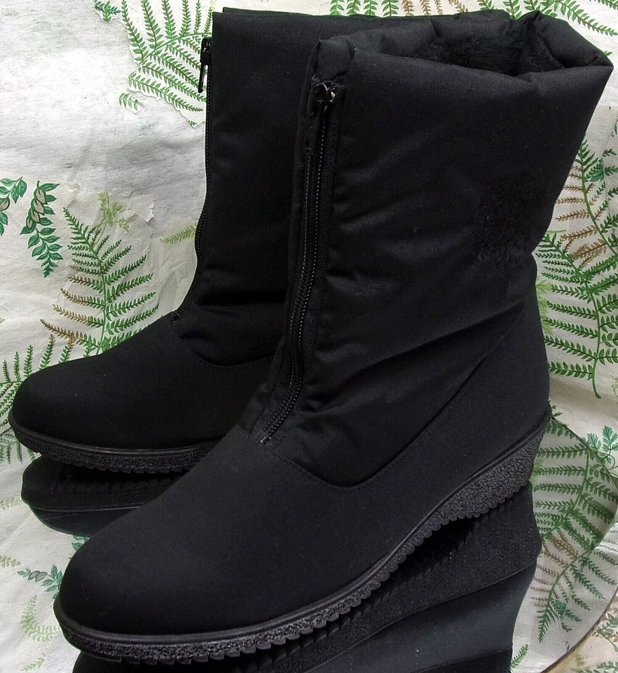 CALENTADORES DE DEDOS JENNIFER NEGRO IMPERMEABLE INVIERNO BOTAS DE NIEVE ZAPATOS EE. UU. MUJER TALLA 10 N Foto 3 de 4