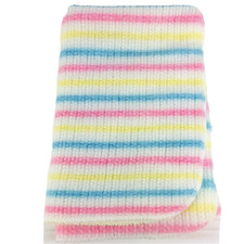 Vintage Acrylic Waffle Weave Baby Blanket Pastel Stripes Pink Blue Yellow