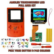 Nintendo Game Boy Color GBC AMOLED OLED Touchscreen LCD Mod Kit PIKACHU ORANGE