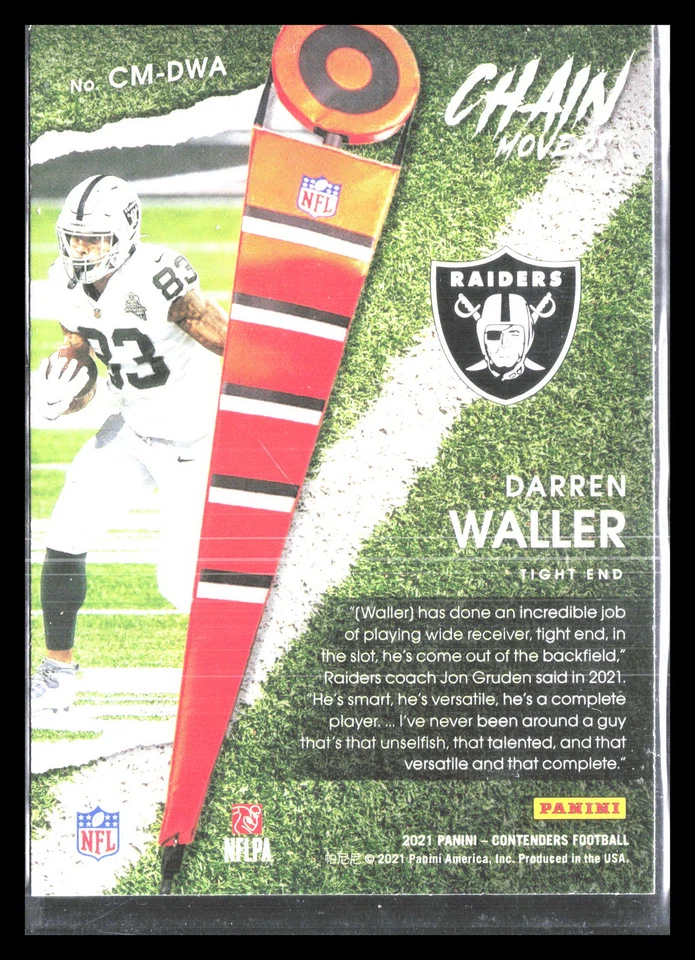 Darren Waller 2021 Panini Contenders #CM-DWA Chain Movers Emerald - Image 2 of 2