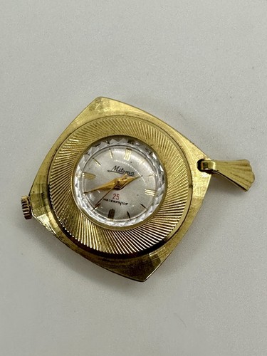 Mitoma Gold Toned Pendant Watch Women's Vintage Mechanical Parts Or Repair J4 - 第 1/6 張圖片