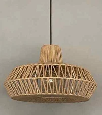 Studio 35 Natural Wood & Antique Brass Finish Iron Pendant Light  ST-0123