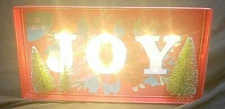 Pioneer Woman Red Metal Tabletop Light Up Sign "JOY" CHRISTMAS HOLLIDAYS