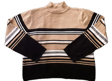 Sag Harbor Womens Long Sleeve Sweater Multicolor Striped Mock Neck Tight Knit