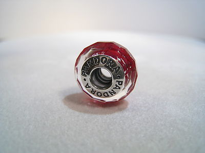 NEW!! Authentic Pandora Silver Charm Red Shimmering Faceted Murano ...