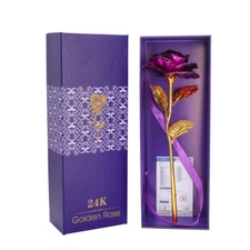 20LED Red Rose In Glass Dome/Gold Plated Foil Rose Flower LED Light Gift for Her