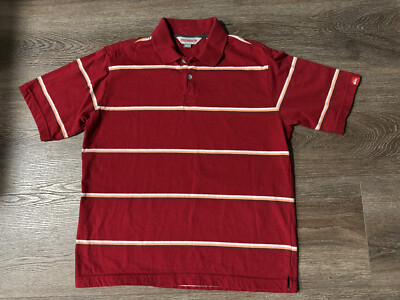 Quiksilver Casual Surfing Beach Polo Shirt Youth L LG 16-18 Red striped