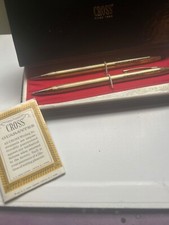 Vintage Cross 1/20 12 kt Gold Filled Pen Blue Ink and Pencil Set - Functional