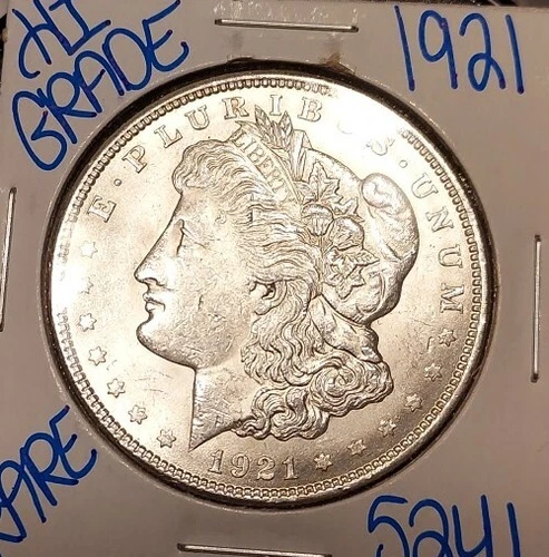 1921 MORGAN SILVER DOLLAR HIGH GRADE AU COIN U.S. MINT REAL BEAUTY!