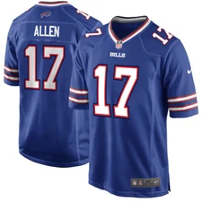 #17 Men's Josh Allen Royal Game Jersey - All Stitched