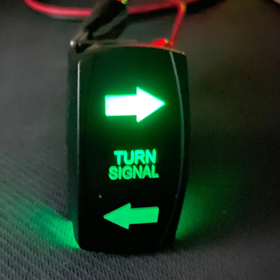 ATV UTV Rocker Switch Green LEDs Blinker Turn Signal Kit With Led Flasher Relay - Image 4 of 4