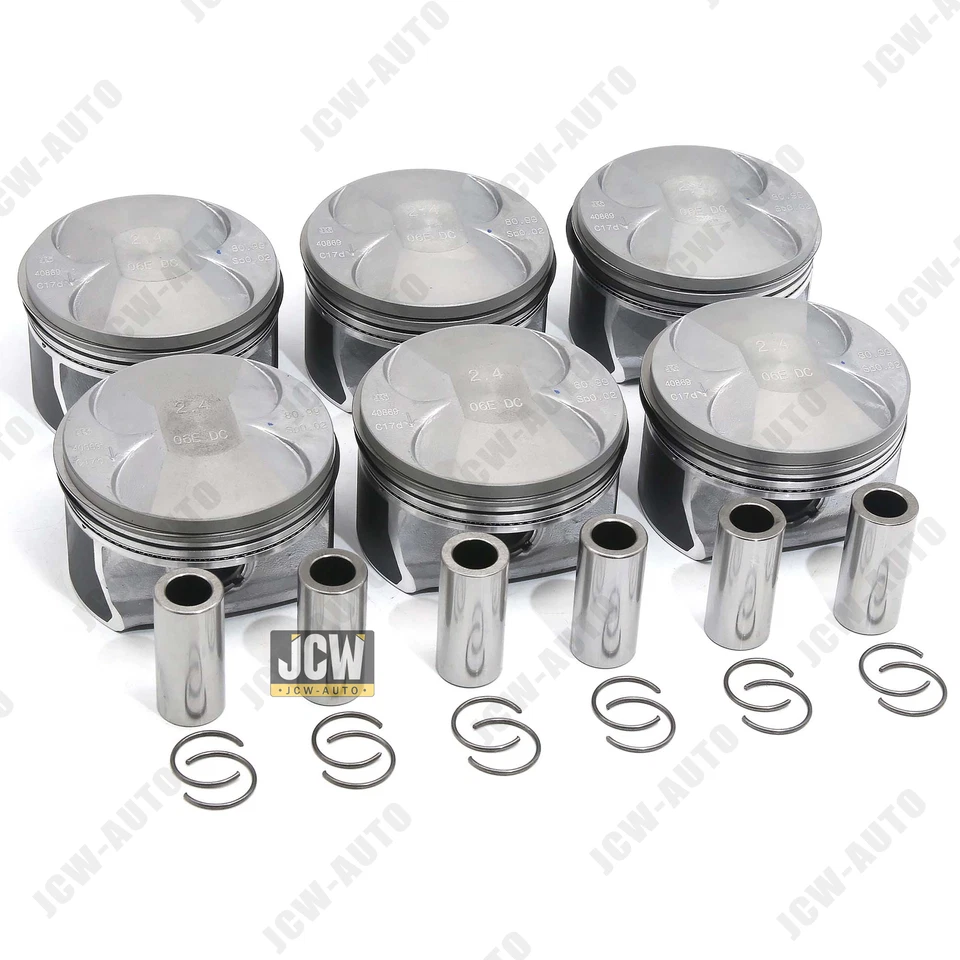 Juego de 6 pistones y anillos Φ81 mm Φ19 mm 06E107065DC OE para AUDI A6 2004-2008 2,4 L BDW Foto 2 de 4