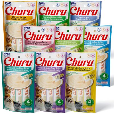 Inaba Churu Lickable Creamy Cat Treats 0.5 Ounce Pack of 36 Low Calorie Treats