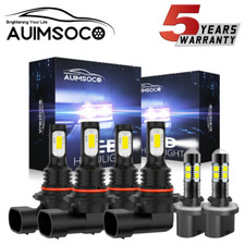 6000K White LED Headlights High Low Beam Fog Light Bulbs For GMC Yukon 2000-2006