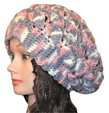 New Handmade Crochet Gray Size M (22 Inches Circumference) Slouchy Beanie Hat