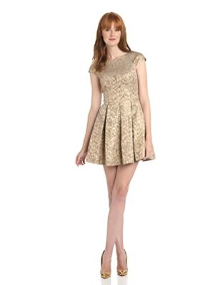 gold french connection dress Embellished Mini Dress French Connection Gold Dress HAND-CROCHET SEQUIN EMBELLISHED STRAPLESS MINI DRESS IN GOLD