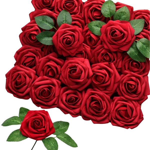 Strauß Roter Rosen, Set Mit 25 Dekorativen Kunstblumen, Rosen-image