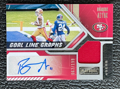  BRANDON AIYUK 2021 PLAYBOOK GOAL LINE GRAPHS USED AUTOGRAPH JERSEY /199 49ERS