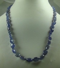 120cts Natural TANZANITE CABOCHON OVAL BEADS TANZANIA  Necklace SILVER CLASP