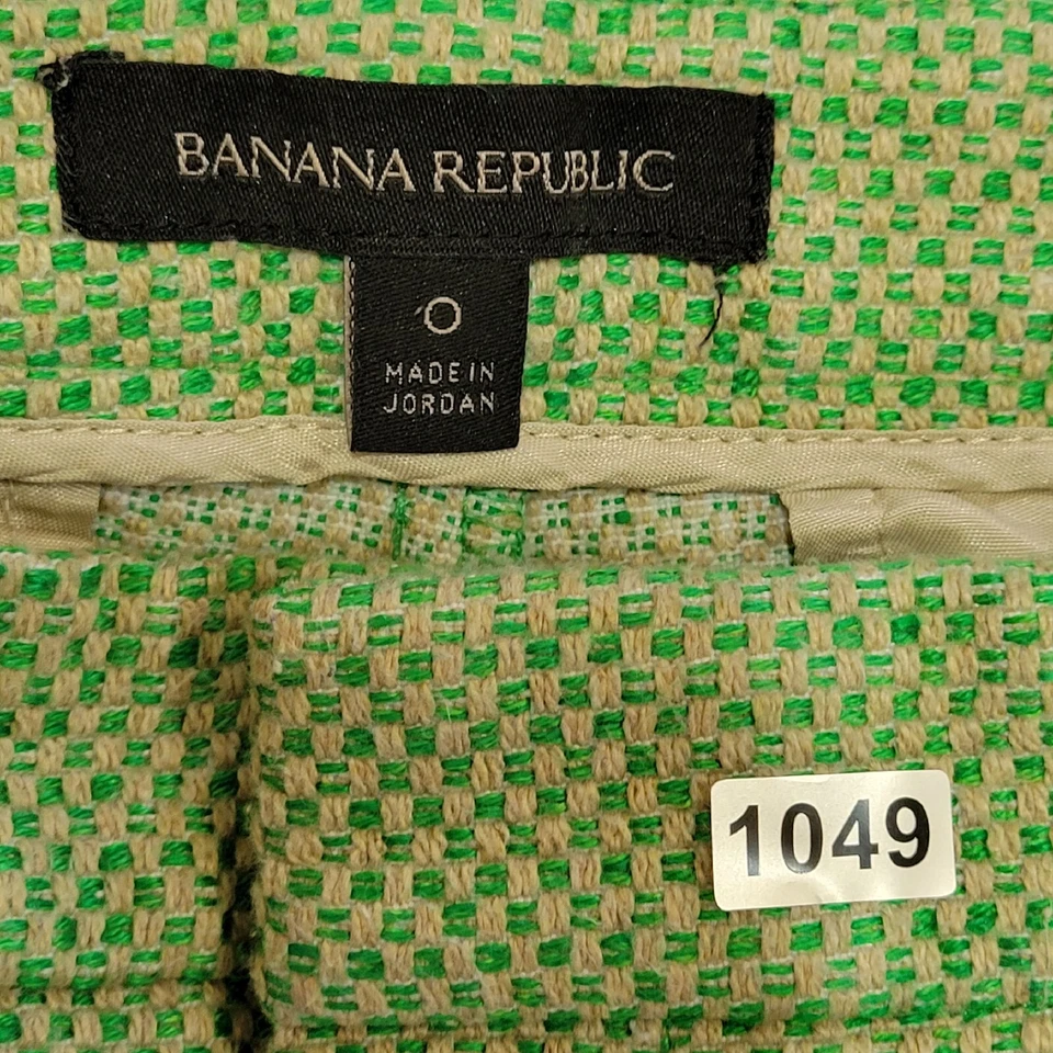 Banana Republic Shorts Women's 0 Chino Green Beige Basket Weave Checkerd 30×4 - Image 3 of 4