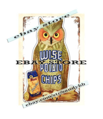 Wise Potato Chips owl metal tin sign indoor outdoor reproductions