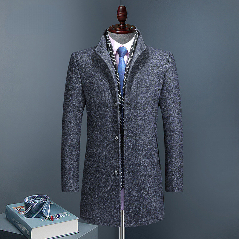 2023 Winter Men's New Wool Jacket Warm Thickened Mid Length 2023 Winter Men's New Wool Jacket Warm Thickened Mid Length