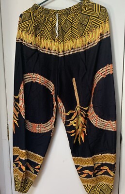 Boho Floral Hippie Harem Yoga Beach One Size Elastic Waist, Ankles