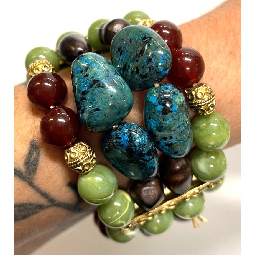 Quad Layered Jadeite Multi Colored Earthling Bead… - image 1