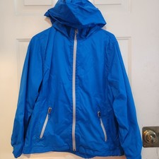 Faded Glory Jacket Girls 12-14 Blue Large Roll Up Hood EUC FAST SHIP Spring