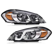 LED DRL Headlights For Chevy Monte Carlo 06-07 Impala 06-16 Chrome Amber